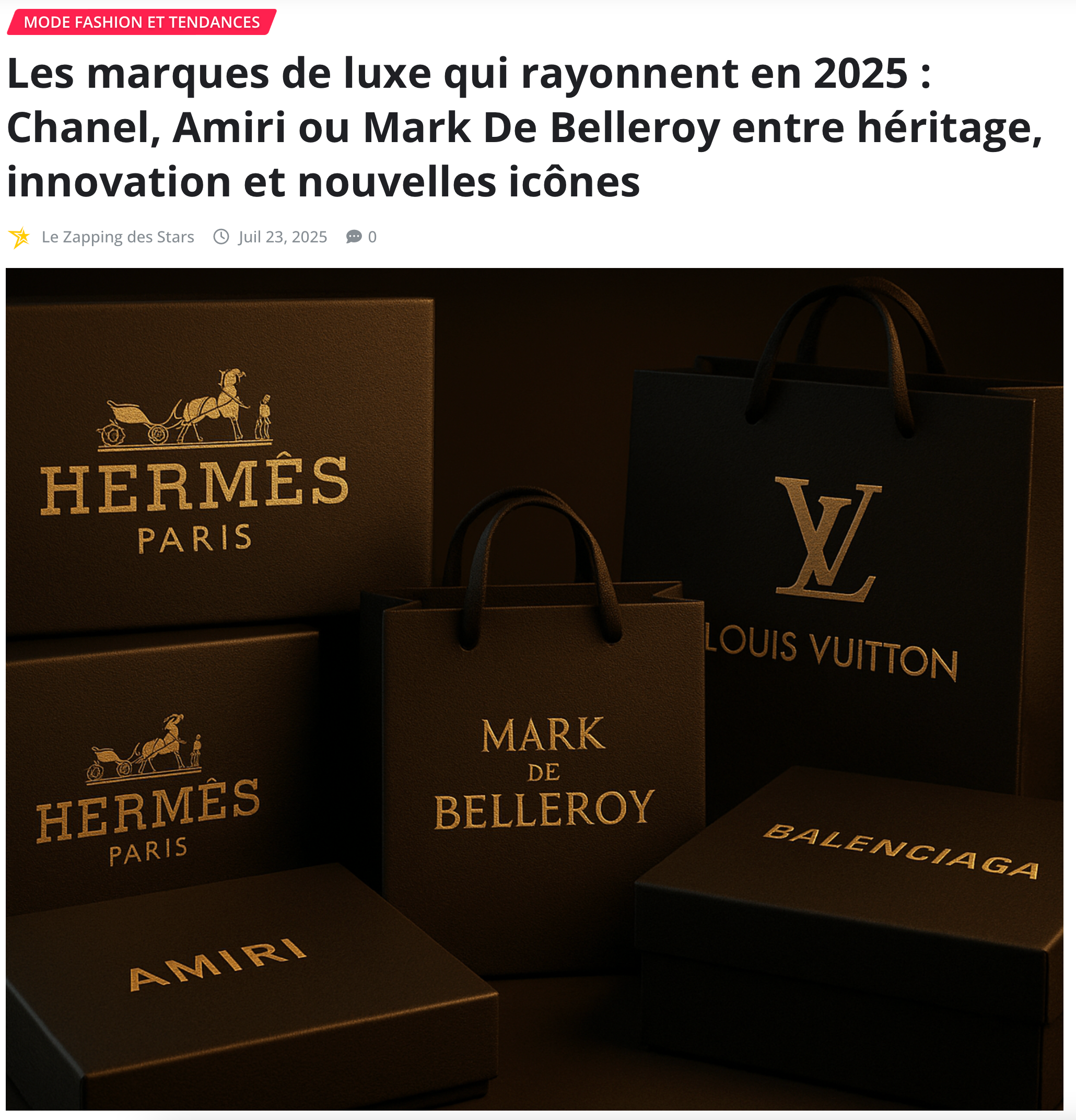La presse parle de Mark De Belleroy : notre marque de luxe française à l'honneur