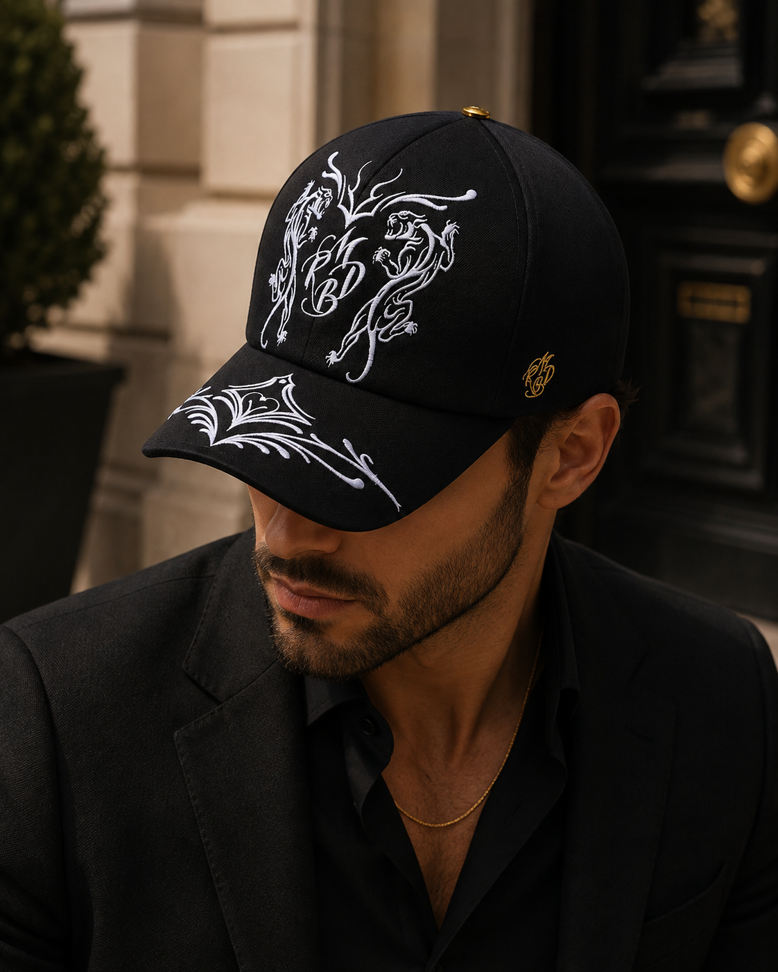 casquette baseball de luxe homme noire panthère collection Prestige Mark De Belleroy