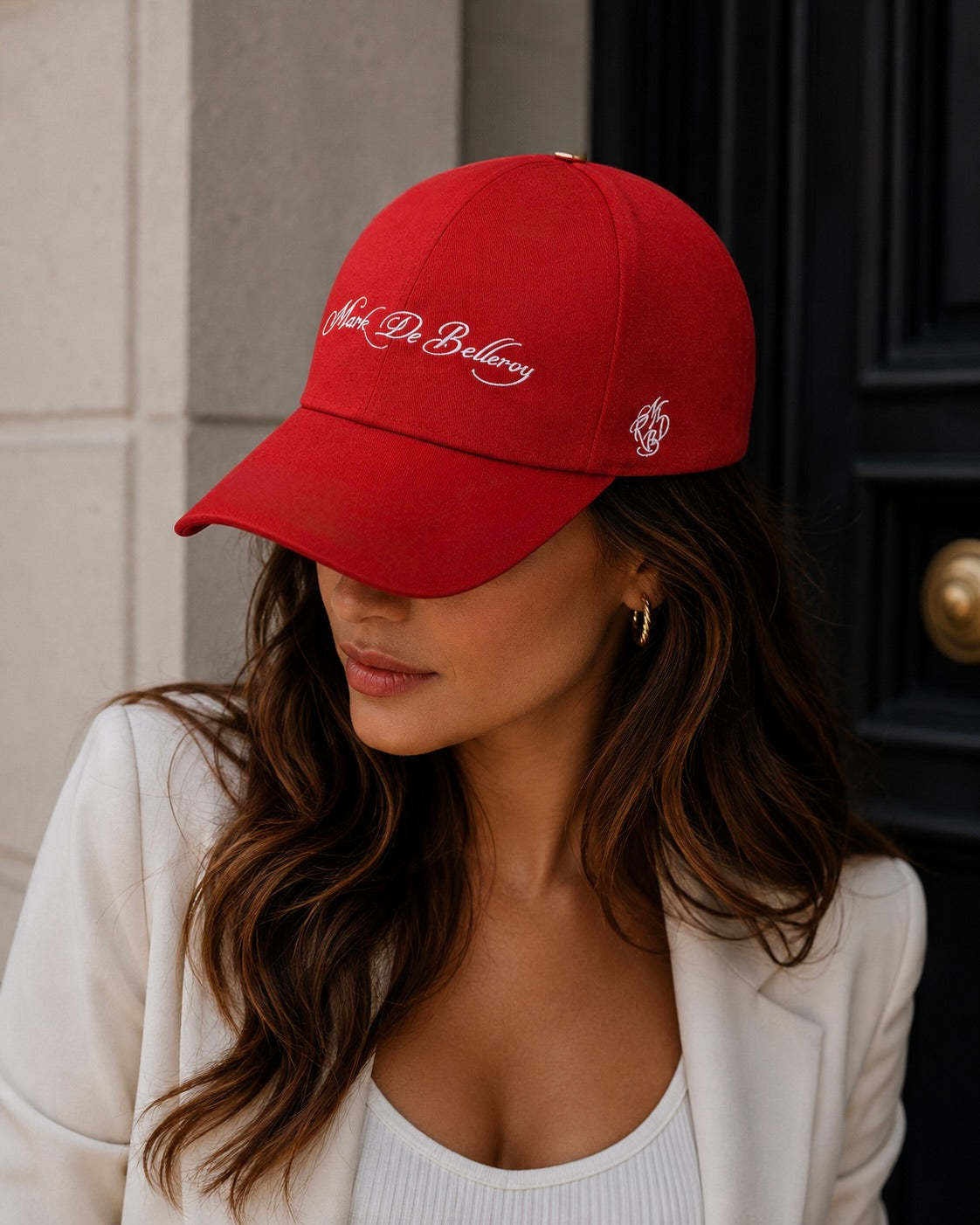 casquette haut de gamme femme rouge intense brodée made in France