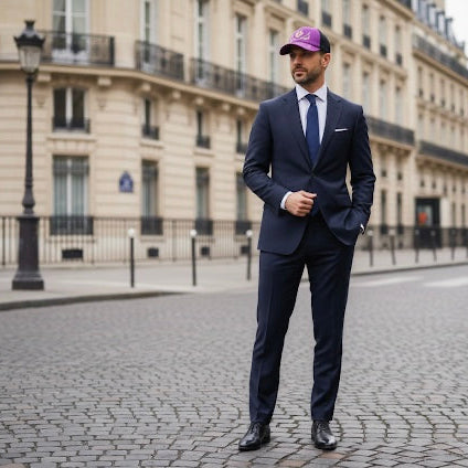 Casquette de luxe Mark De Belleroy - Luxury cap - French cap - baseball luxury cap - Baseball Cap -Mark De Belleroy - Casquette baseball - casquette de luxe - casquette violette - casquette premium - casquette haut de gamme - casquette fabriquée en France - Casquette made in France - Casquette prestige - casquette de collection - casquette fashion - casquette brodée - casquette maison française - casquette maison de luxe - casquette homme - casquette femme - casquette no gender