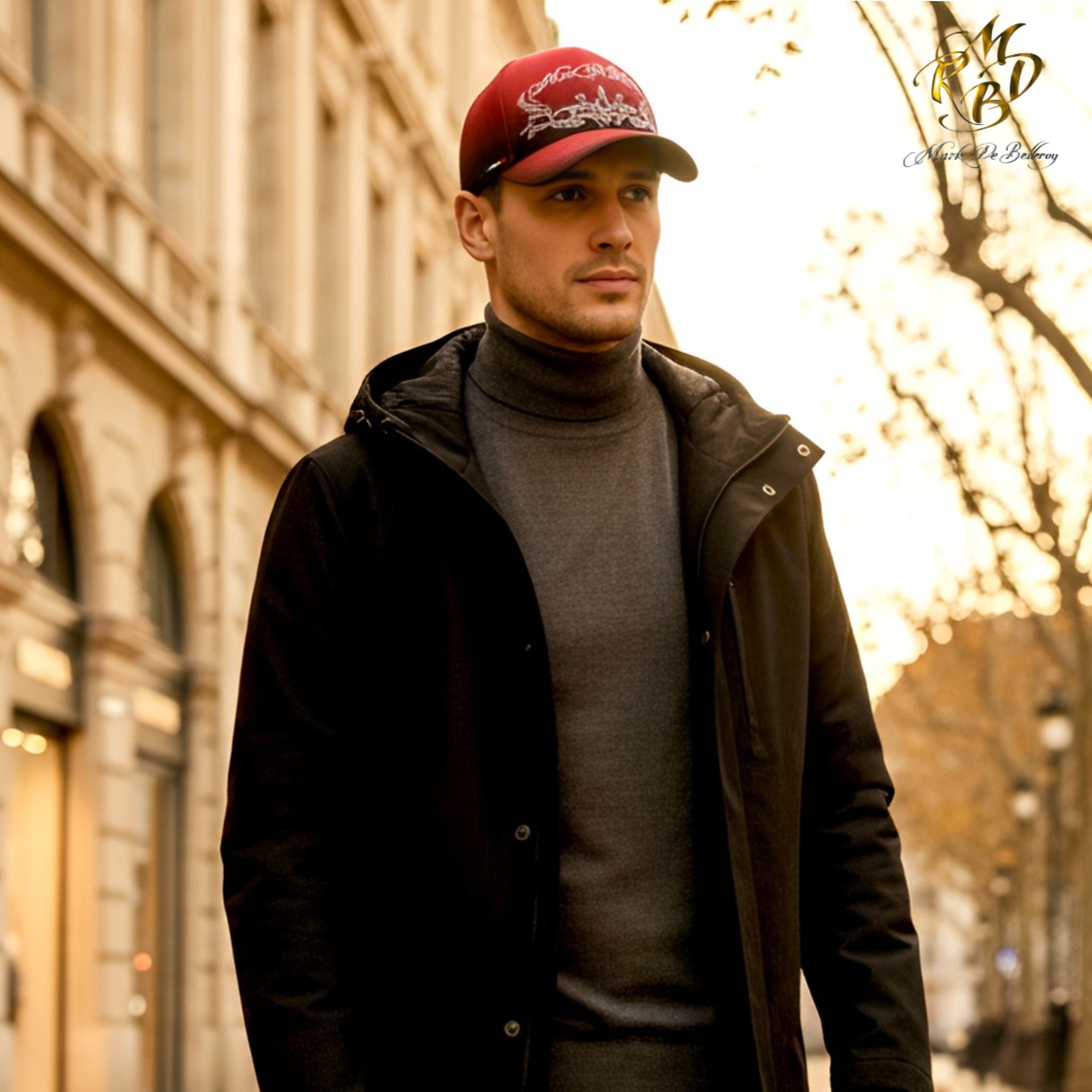 Mark De Belleroy - Casquette baseball - casquette de luxe - casquette rouge et noire - casquette premium - casquette haut de gamme - casquette fabriquée en France - Casquette made in France - Casquette prestige - casquette de collection - casquette fashion - casquette brodée - casquette dégradée - casquette maison française - casquette maison de luxe - casquette homme - casquette femme - casquette no gender