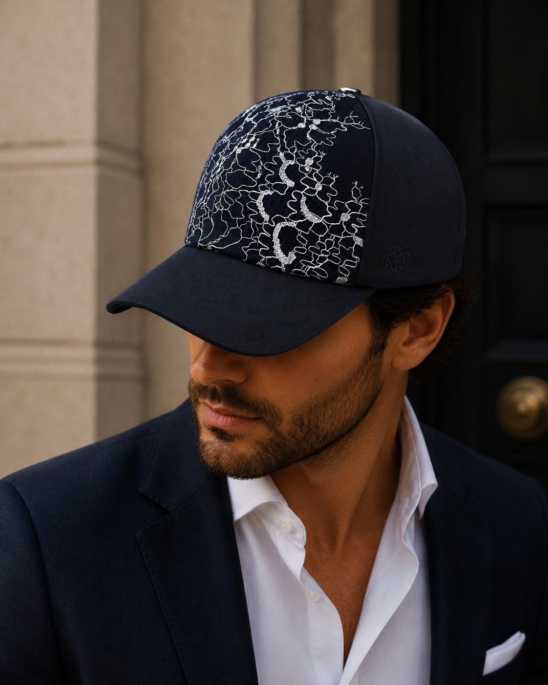 Luxury men's black Calais lace cap Mark De Belleroy L'Épure de Calais