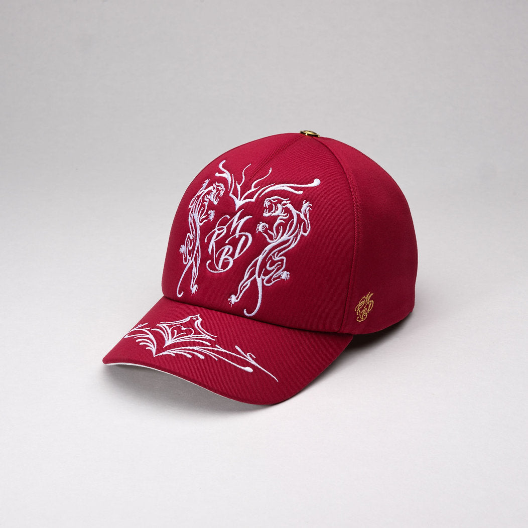 Casquette baseball prestige 5 pans Bordeaux sauvage panthères Mark De Belleroy