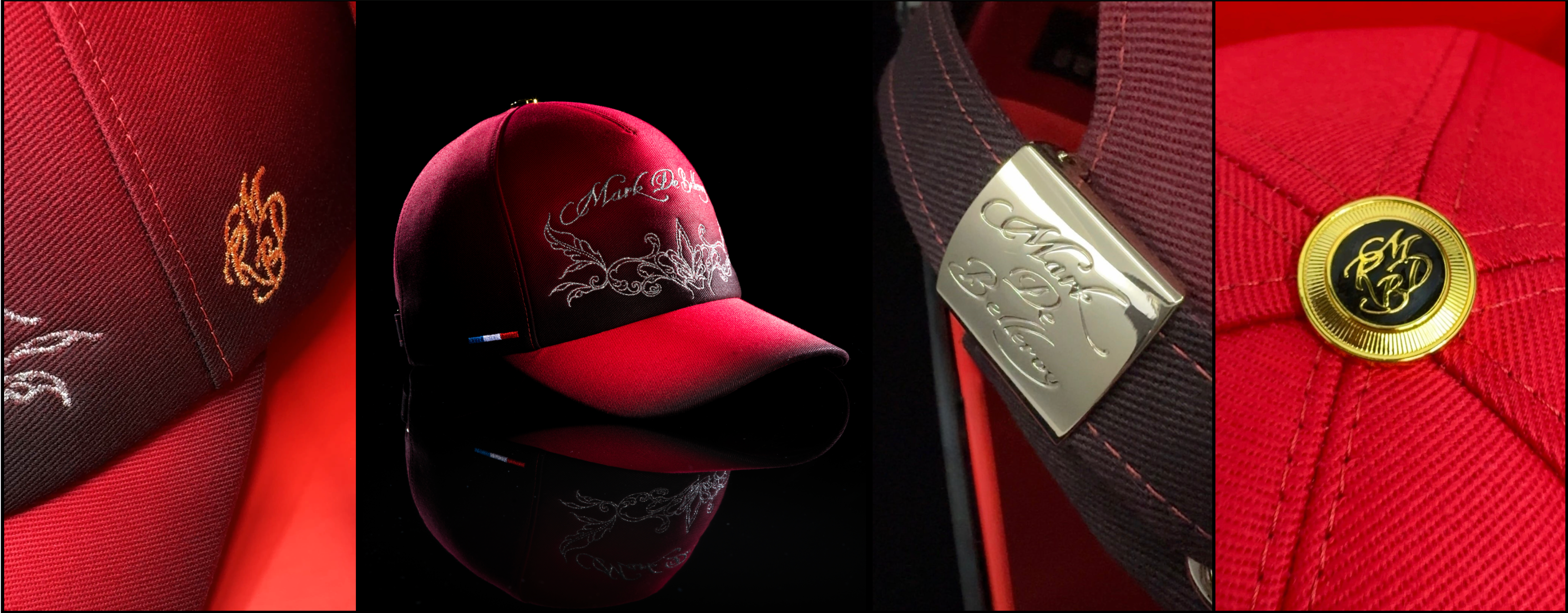 Mark De Belleroy - Casquette baseball - casquette de luxe - casquette rouge - casquette premium - casquette haut de gamme - casquette fabriquée en France - Casquette made in France - Casquette prestige - casquette de collection - casquette fashion - casquette brodée - casquette dégradée - casquette maison française - casquette maison de luxe - casquette homme - casquette femme - casquette no gender - Maison de luxe