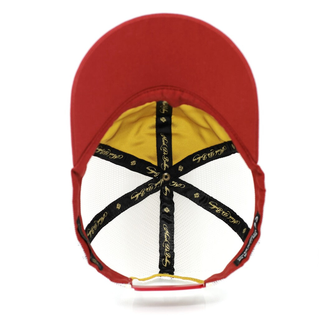 Casquette de luxe Mark De Belleroy - Luxury cap - French cap - Trucker luxury cap - trucker Cap -Mark De Belleroy - Casquette trucker - casquette de luxe - casquette rouge - casquette premium - casquette haut de gamme - casquette fabriquée en France - Casquette made in France - Casquette prestige - casquette de collection - casquette fashion - casquette brodée - casquette maison française - casquette maison de luxe - casquette homme - casquette femme - casquette no gender - casquette brodée - trucker