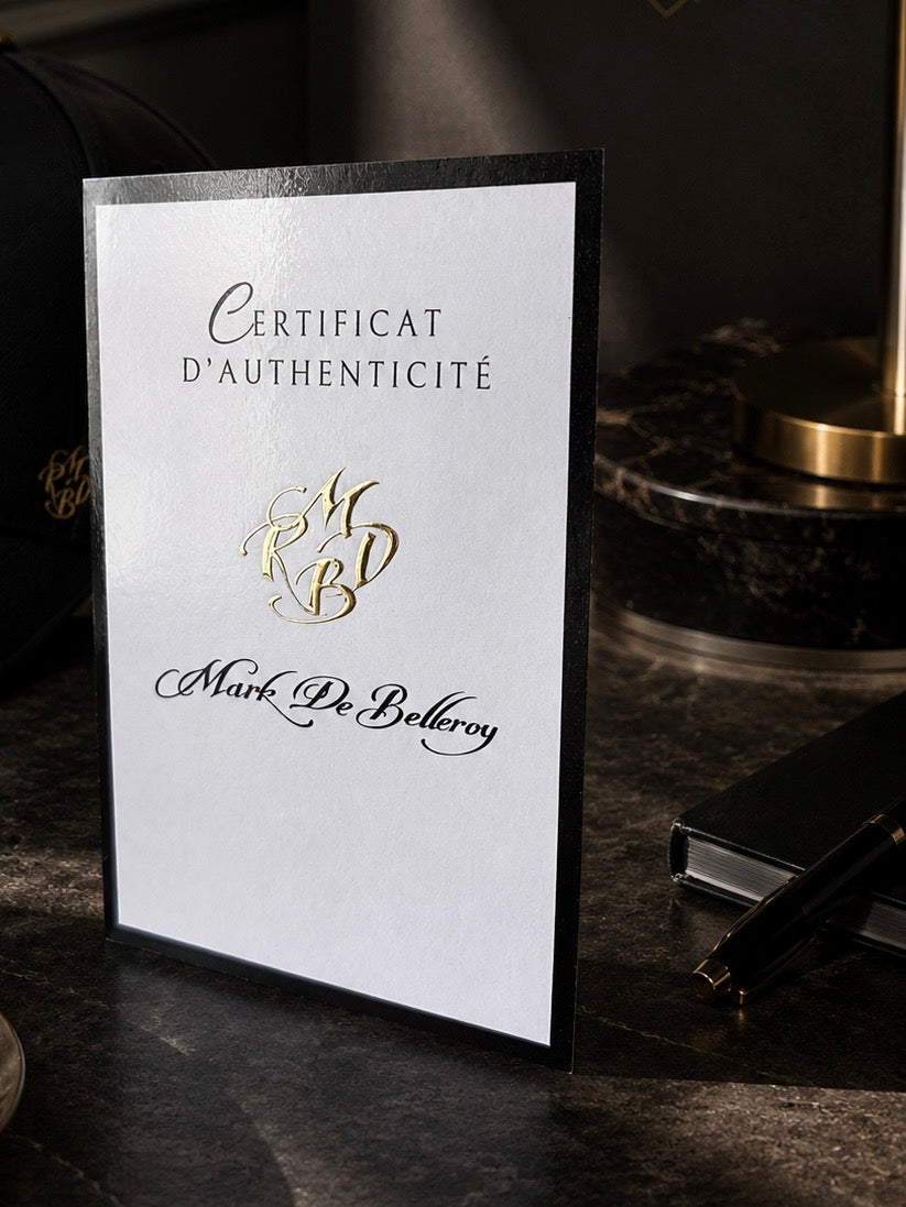 Certificat d'authenticité casquette de luxe  Mark De Belleroy 