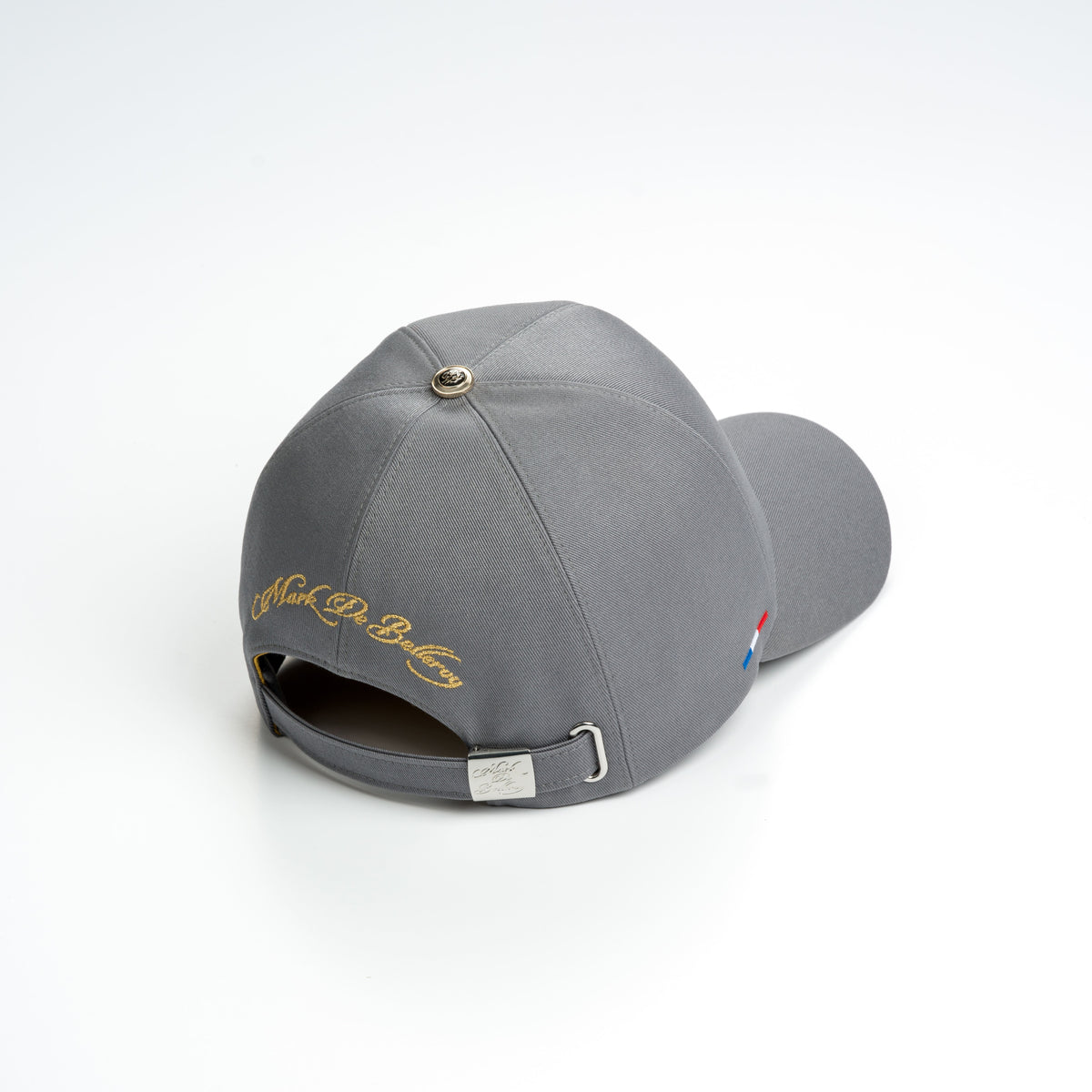 casquette baseball de luxe grise vue arrière intérieur satin doré made in France