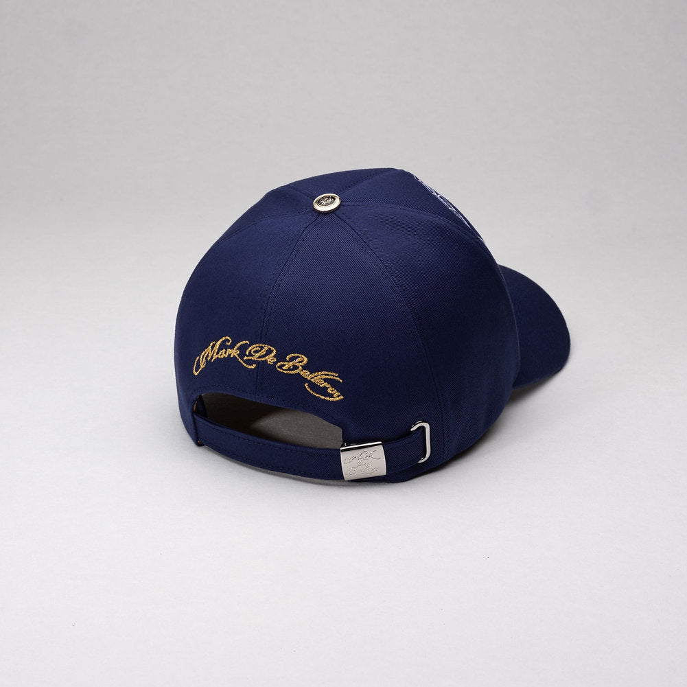 casquette de luxe bleu marine intérieur satin doré Tour Eiffel vue arrière made in France
